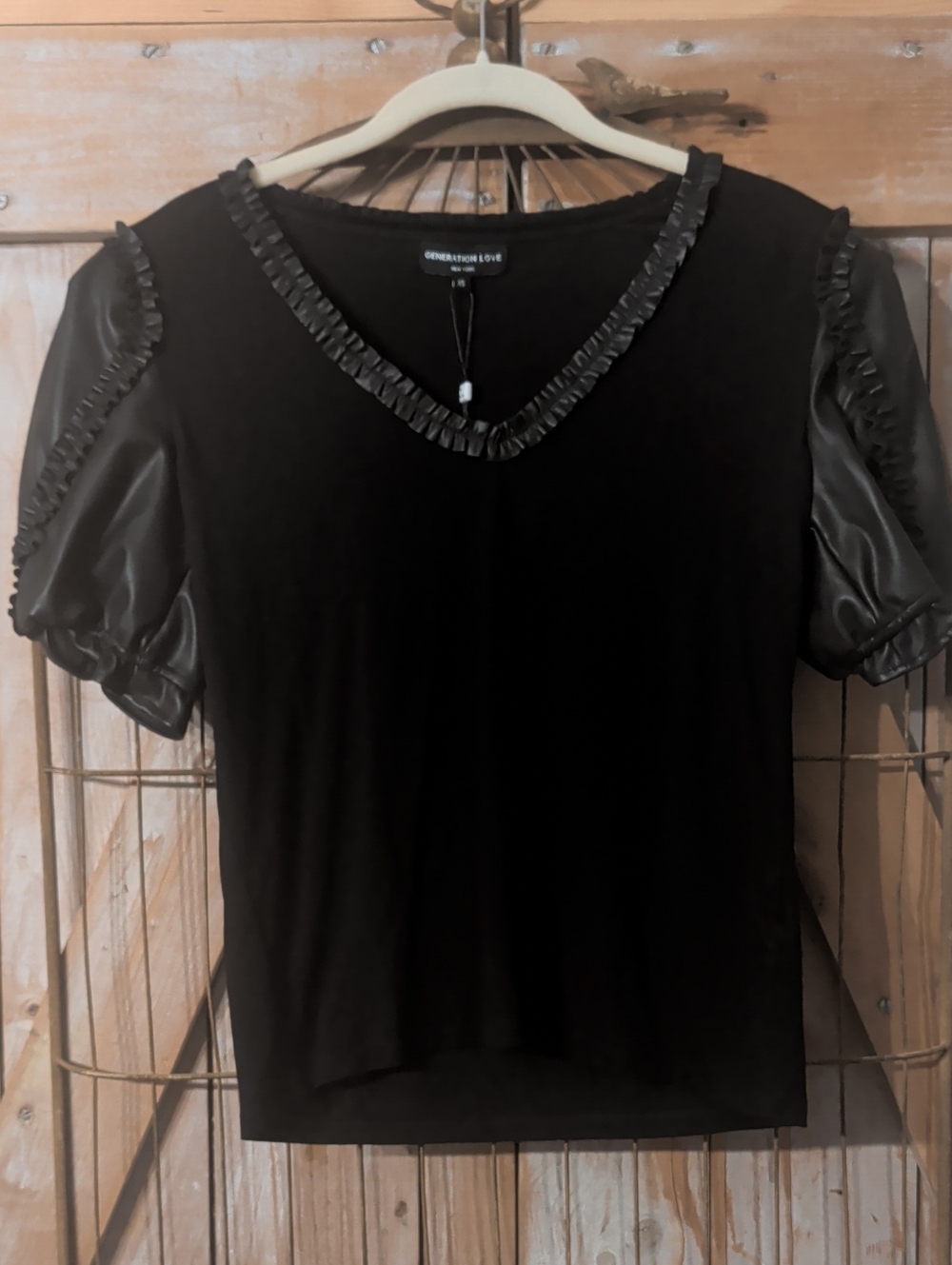 Generation Love Naomi Vegan Leather Accent Top.  NWT.  $138 Retail